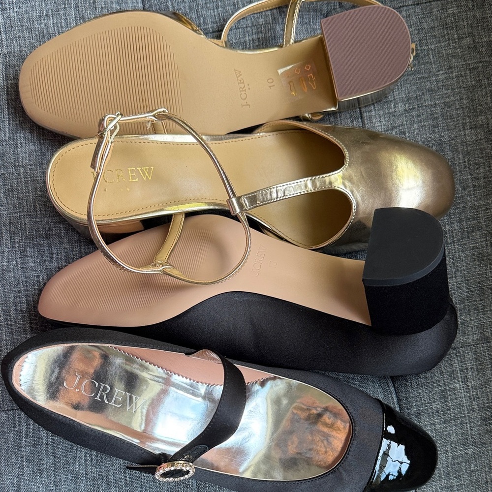 J. Crew Gold and Black Heels